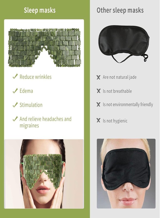 LazyGa Jade Eye Mask, 2Pcs Large Facial Cooling Mask with 100% Real Jade for Hot & Cold Therapy,Green Facial Eyes Sleeping Mask Relief Eye Cover by LazyGa - Image 5